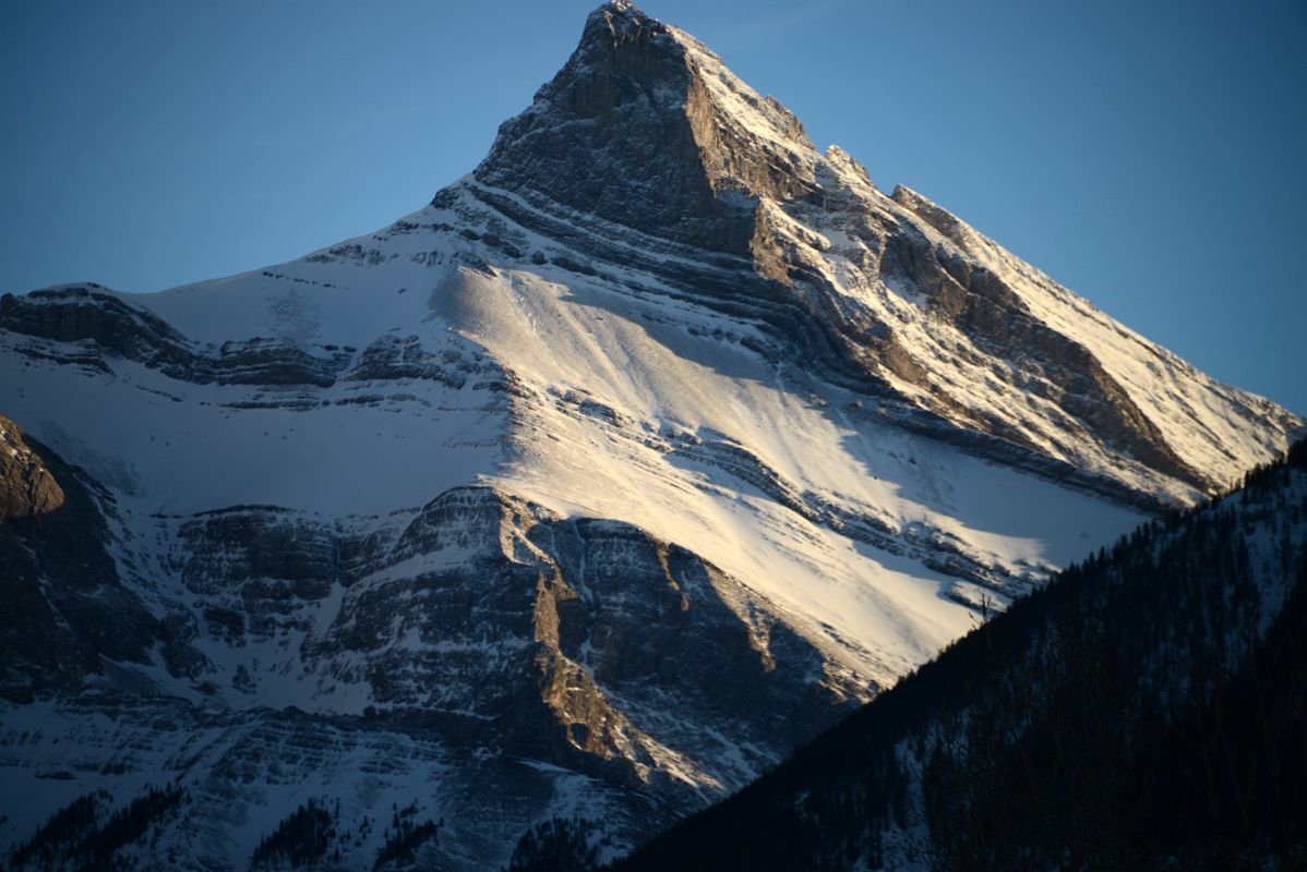 10D The Three Sisters - Faith Peak Close Up From Trans Canada Highway Before Sunset At Canmore In Winter